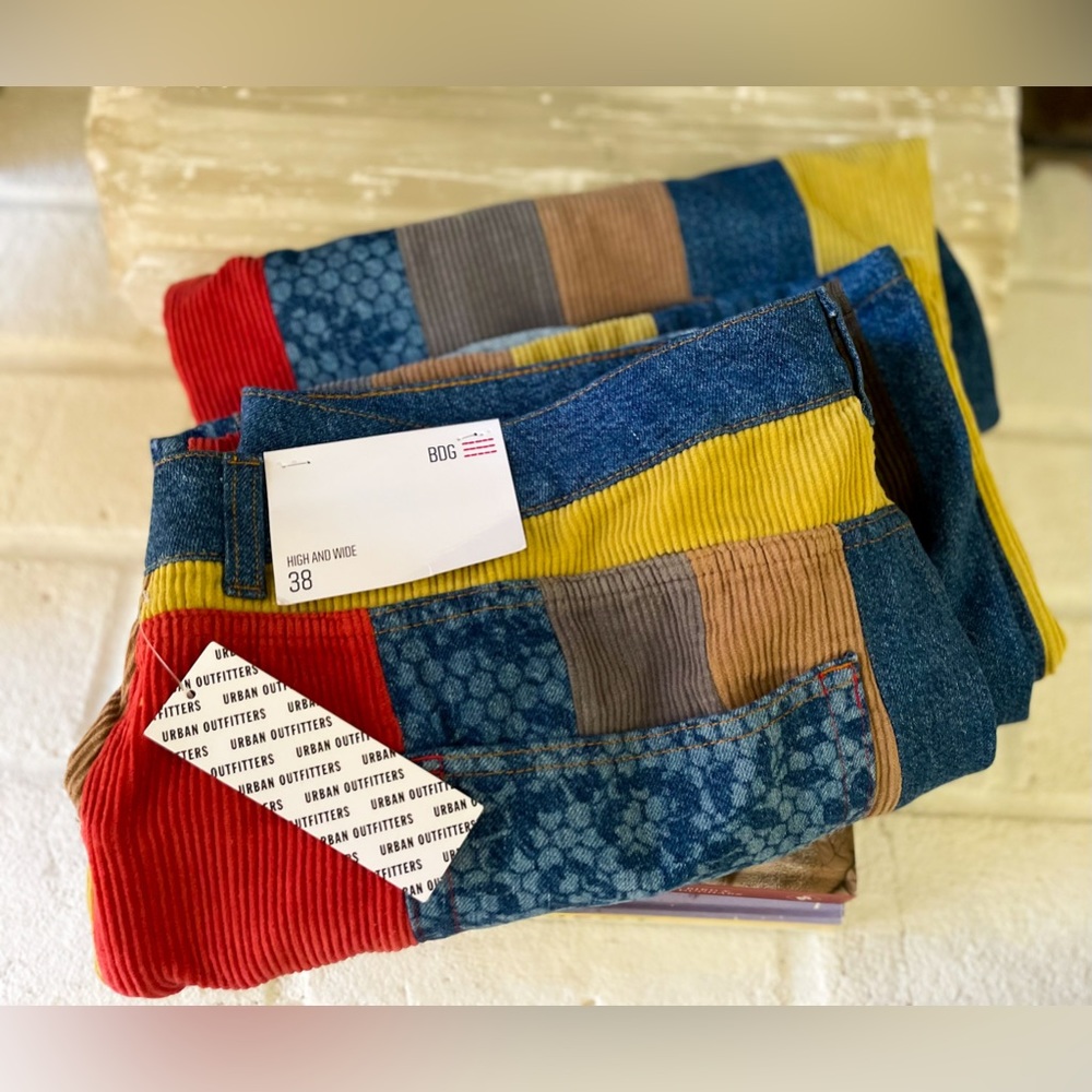 Unique and oversized, corduroy & jean patchwork BDG PANTS by Urban Outfitters.